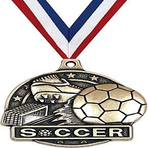 Soccer Medals, 2" Gold Soccer Medal Award with Free Custom Engraving 100 Pack