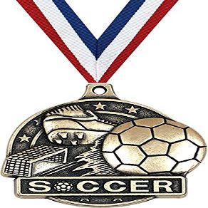 Soccer Medals, 2" Gold Soccer Medal Award with Free Custom Engraving 100 Pack
