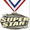 Super Star Medals, 2" Gold Super Star Medal Award with Free Custom Engraving 100 Pack view 1