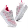 DADAWEN Women's Slip On Breathable Mesh Walking Tennis Shoes Lightweight Comfort Wedge Platform Casual Sneakers for Gym Travel Work Gray/Hot Pink US Size 10 view 1