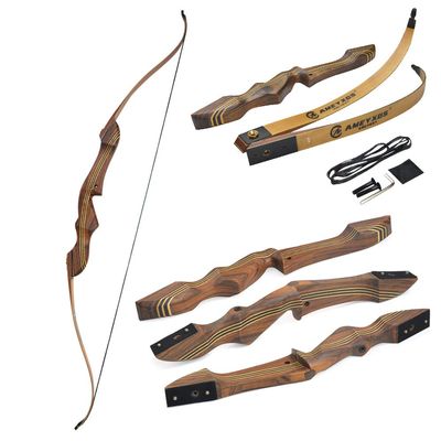 ZSHJGJR Archery 60" Takedown Recurve Bow Traditional Hunting Long Bow Right Hand Wood Bow Riser for Adult Target Shooting Practice 20-55lbs (30lbs)