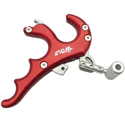 Compound Bow Release Aid Trigger Archery 4 Finger Release Aid Grip Caliper Accessories for Outdoor Hunting (red)