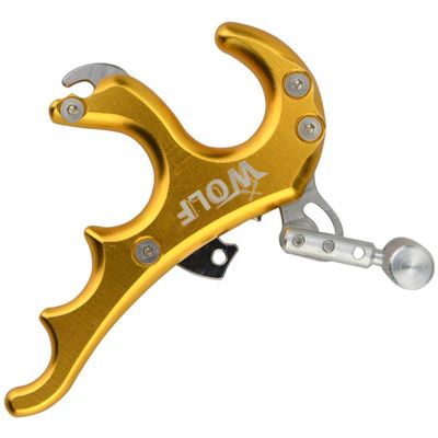 Compound Bow Release Aid Trigger Archery 4 Finger Release Aid Grip Caliper Accessories for Outdoor Hunting (Yellow)