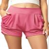 Conceited Womens Shorts High Waisted with Pockets - Casual - Comfy - Lounge - Soft - Spandex - Fuchsia Pink - Small - Medium view 1