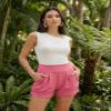 Conceited Womens Shorts High Waisted with Pockets - Casual - Comfy - Lounge - Soft - Spandex - Fuchsia Pink - Small - Medium view 2