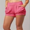 Conceited Womens Shorts High Waisted with Pockets - Casual - Comfy - Lounge - Soft - Spandex - Fuchsia Pink - Small - Medium view 3