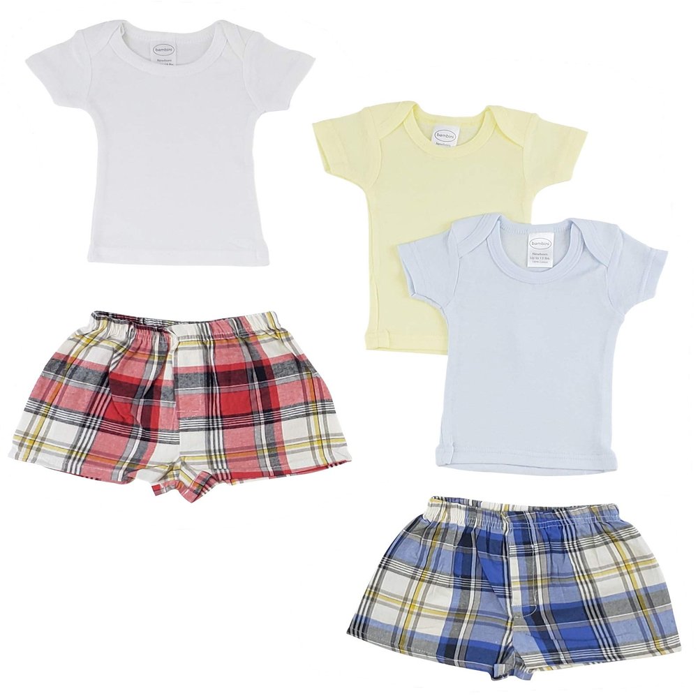 bambini Infant Boys T-Shirts and Boxer Shorts - Small White/Blue