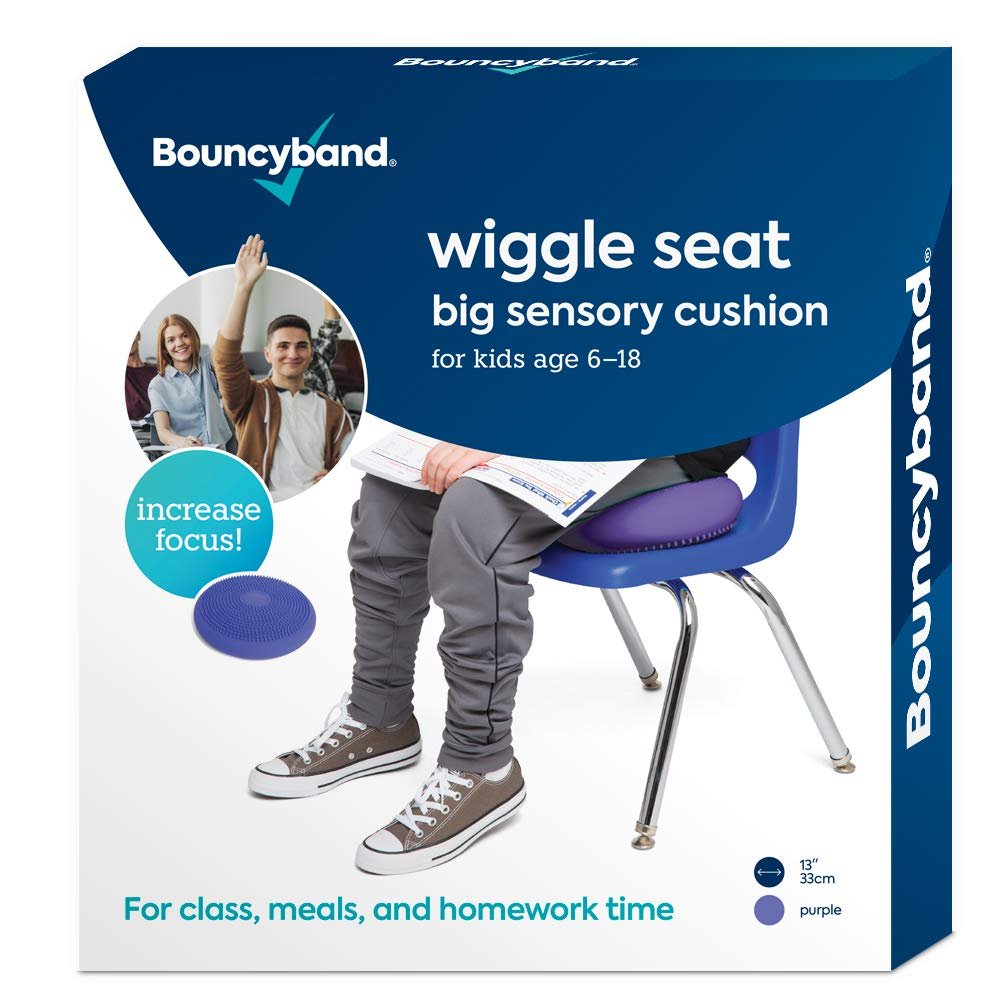 Bouncyband  Wiggle Seat  Purple, 13 D  Large Sensory Cushion for Kids Ages 6-18+  Promotes Active Learning, Improves Student Productivity, Includes Easy-Inflation Pump