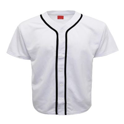 URBANJ Men's Baseball Jersey Button Down Short Sleeve Shirt Big&Tall Size S-5XL (4XL, White)
