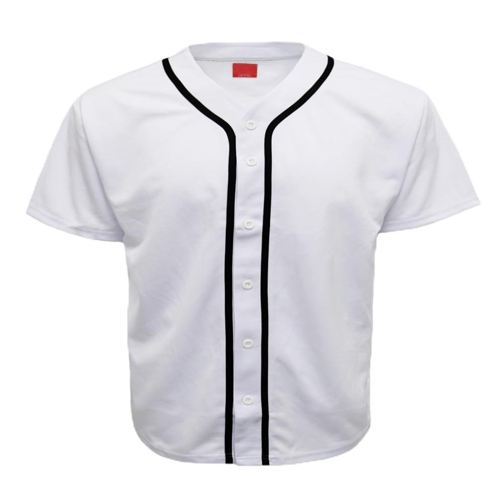 URBANJ Men's Baseball Jersey Button Down Short Sleeve Shirt Big&Tall Size S-5XL (4XL, White)