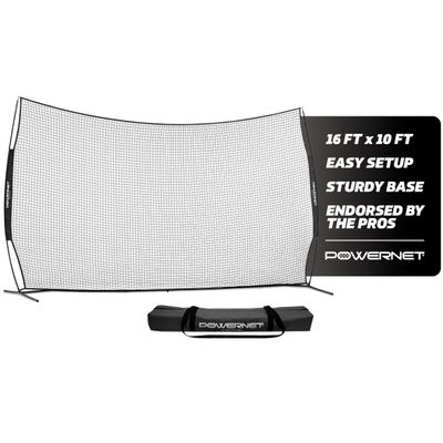 PowerNet Portable Sports Rebounder - Basketball, Volleyball, Soccer, Baseball, Softball and Lacrosse, Backyard & Garage Backstop, Indoor Outdoor Safety Net for Protection (16 x 10 FT, Black)