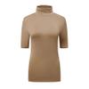 OThread & Co. Women's Half Sleeve Turtleneck T-Shirt Basic Stretch Layer Comfy High Neck Top (Large, Coffee) view 1