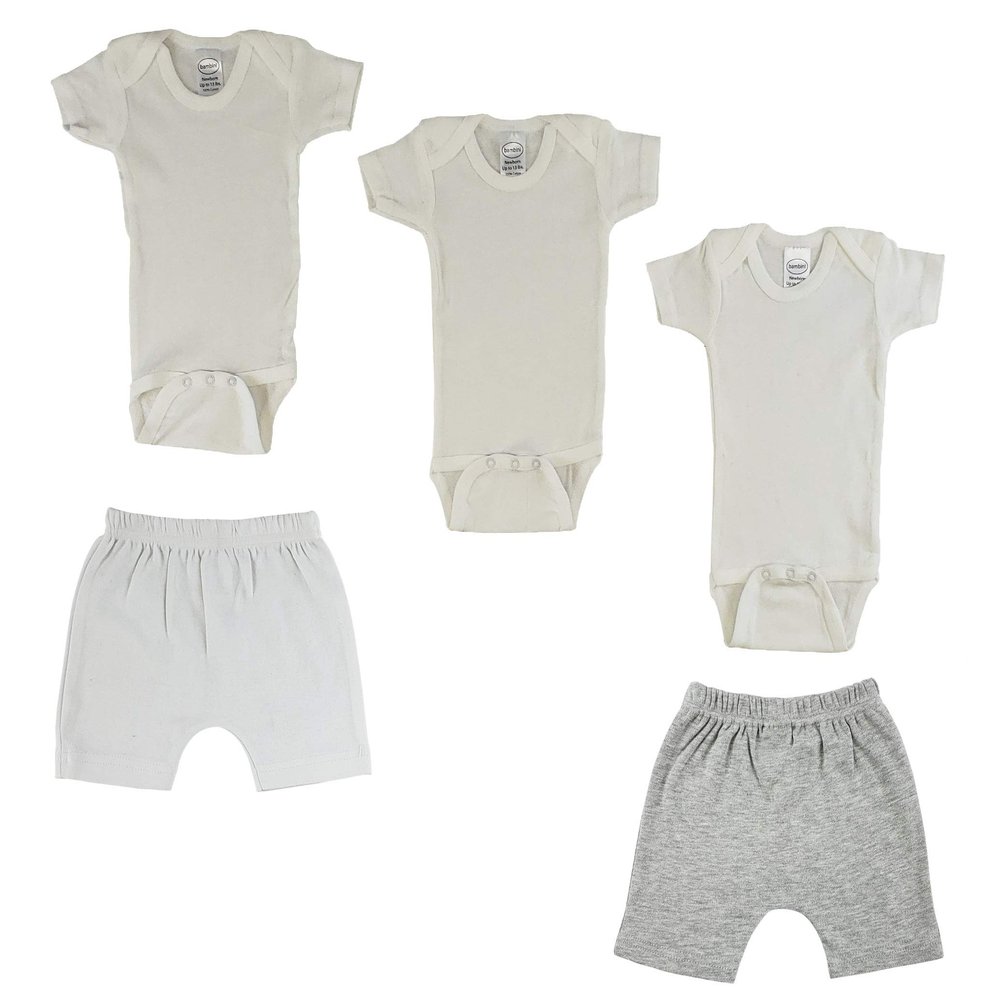 bambini Infant Onezies and Shorts White/Grey