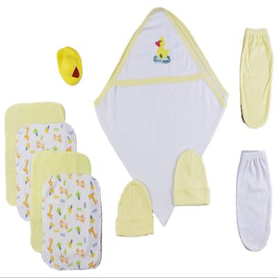 bambini Hooded Towel, Bath Mittens and Caps - Newborn White