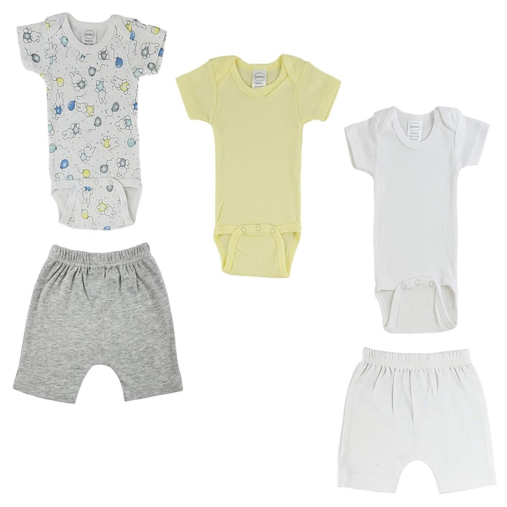 bambini Infant Onezies and Pants - Newborn White/Grey
