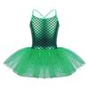 easyforever Kids Girls Glittery Mermaid Scales Printed Ballet Dance Tutu Dress Ballerina Costume Skating Leotard Dress Green 8 view 1