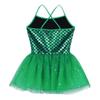 easyforever Kids Girls Glittery Mermaid Scales Printed Ballet Dance Tutu Dress Ballerina Costume Skating Leotard Dress Green 8 view 4