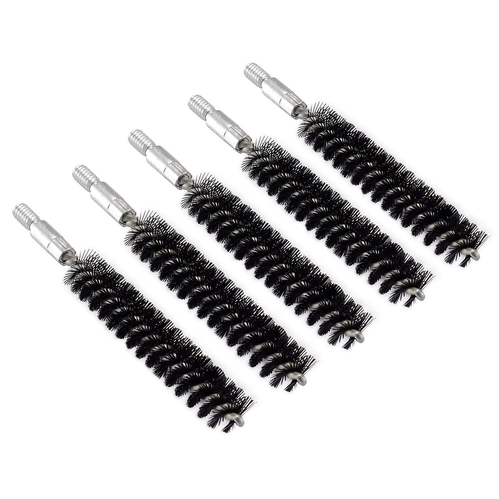 BOOSTEADY 5 Pcs Nylon Bristle Bore Gun Cleaning Brush for Pistol, 50 Professional Square Patches, .260/6.5MM, .17, .22, .357/9MM, .40, .45, .30/7.62MM Caliber