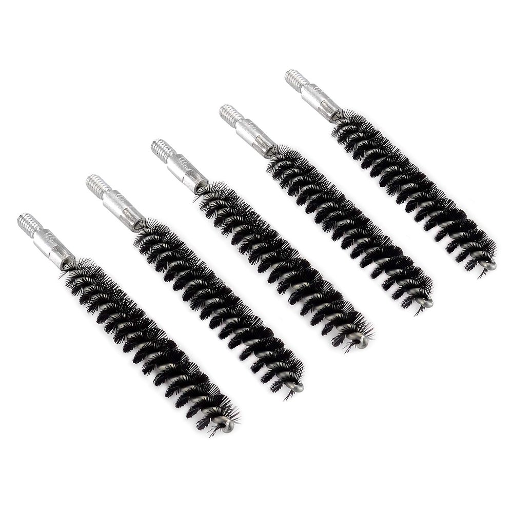 BOOSTEADY 5 Pcs Nylon Bristle Bore Gun Cleaning Brush for Pistol, 50 Professional Square Patches, .260/6.5MM, .17, .22, .357/9MM, .40, .45, .30 Caliber