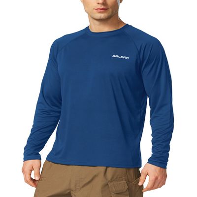 baleaf Men's Long Sleeve Swim Shirts Rash Guard UV Sun Protection SPF T-Shirts UPF 50+ Quick Dry Swimming Fishing Ocean Blue Size M