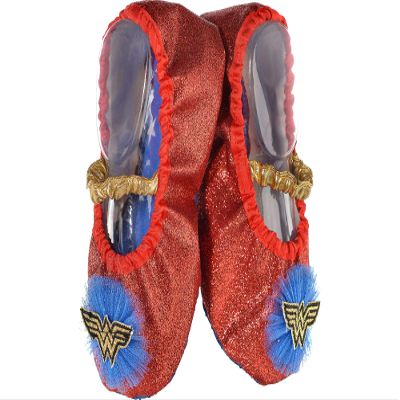 Suit Yourself Glitter Wonder Woman Slipper Shoes for Children, One Size Up to Children's Shoe Sizes 7 to 11, Gold Bands