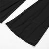 Awoscut Women See Through Sheer Mesh Pants Beach Swimsuit Bikini Bottom Cover up Party Club Elastic High Waist Wide Leg Pants (D-Black, S) view 4