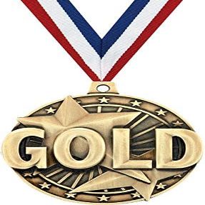 1st Place Medals, 2" Gold First Place Medal Award with Free Custom Engraving 10 Pack Prime