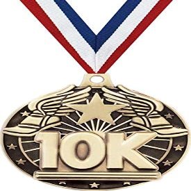 10K Medals, 2" Gold 10K Race Medal Award with Free Custom Engraving 50 Pack Prime