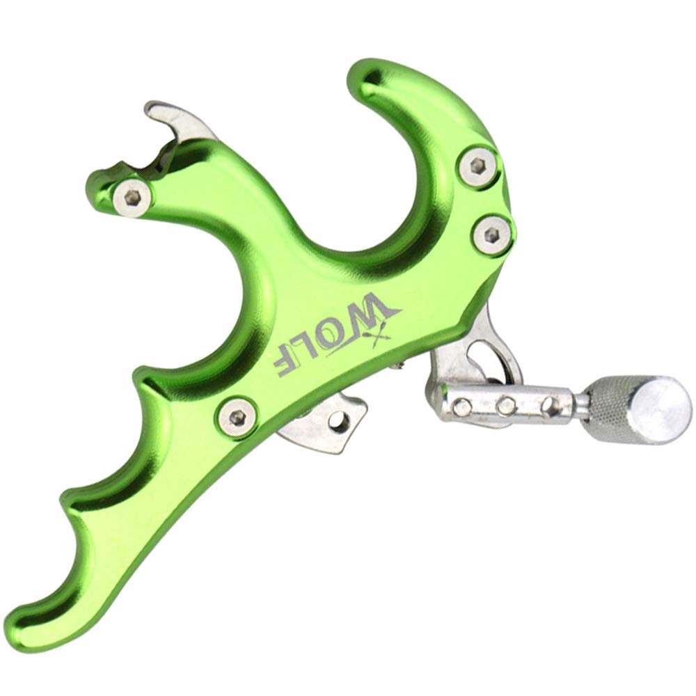 Compound Bow Release Aid Trigger Archery 4 Finger Release Aid Grip Caliper Accessories for Outdoor Hunting (Green)