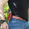 Masc Premium Leather OWB Paddle Holster Open Top Fits Taurus Judge (Up to 3" cyl) 4510 Steel Frame .410GA/45LC 3" Barrel, Right-Hand Draw, Brown #1062# view 3