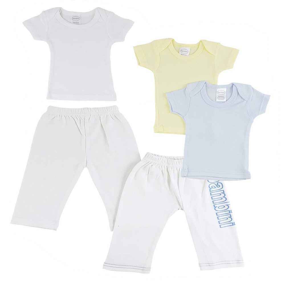 bambini Infant Boys T-Shirts and Track Sweatpants - Small White/Blue