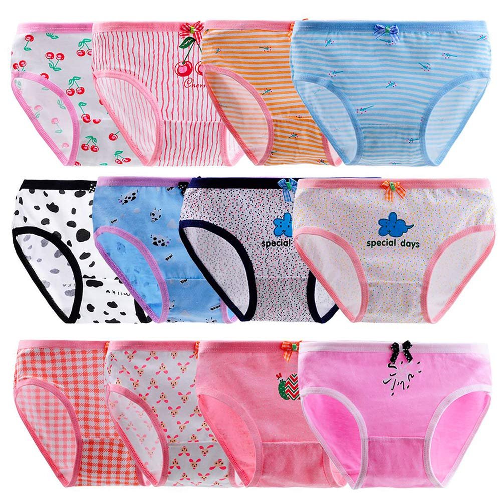 Anktry Baby 12 Pack Panties Soft Comfort Knickers Cotton Underwear Little Girls Assorted Briefs, Multicoloured-1, 2T - 4T