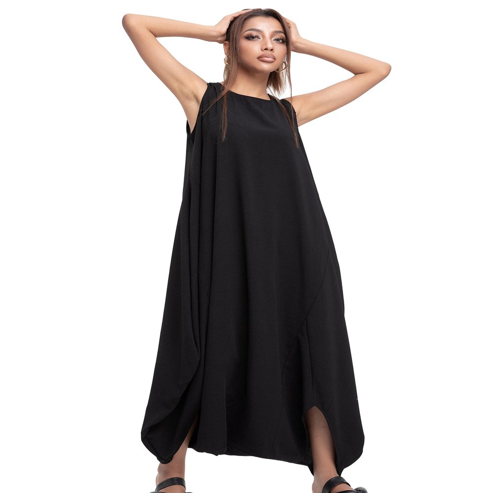 ellazhu Women's Summer Black Harem Jumpsuit Maxi Romper Playsuit GY1791