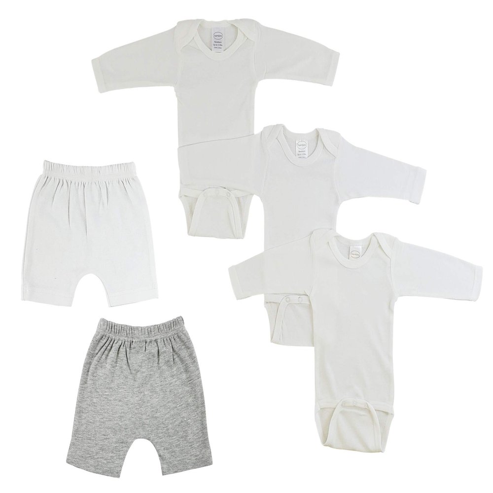bambini Infant Long Sleeve Onezies and Shorts White/Grey