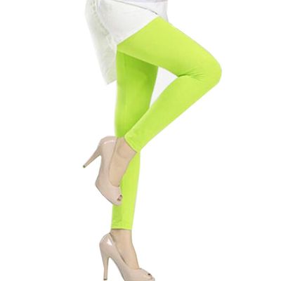 9/10 Sun Protection Golf Pants Cool Ice Silk Stocking Sport Leggings-Yellow-Green/Size L