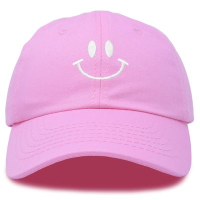 DALIX Smile Baseball Cap Smiling Face Happy Dad Hat Men Women Teens in Light Pink