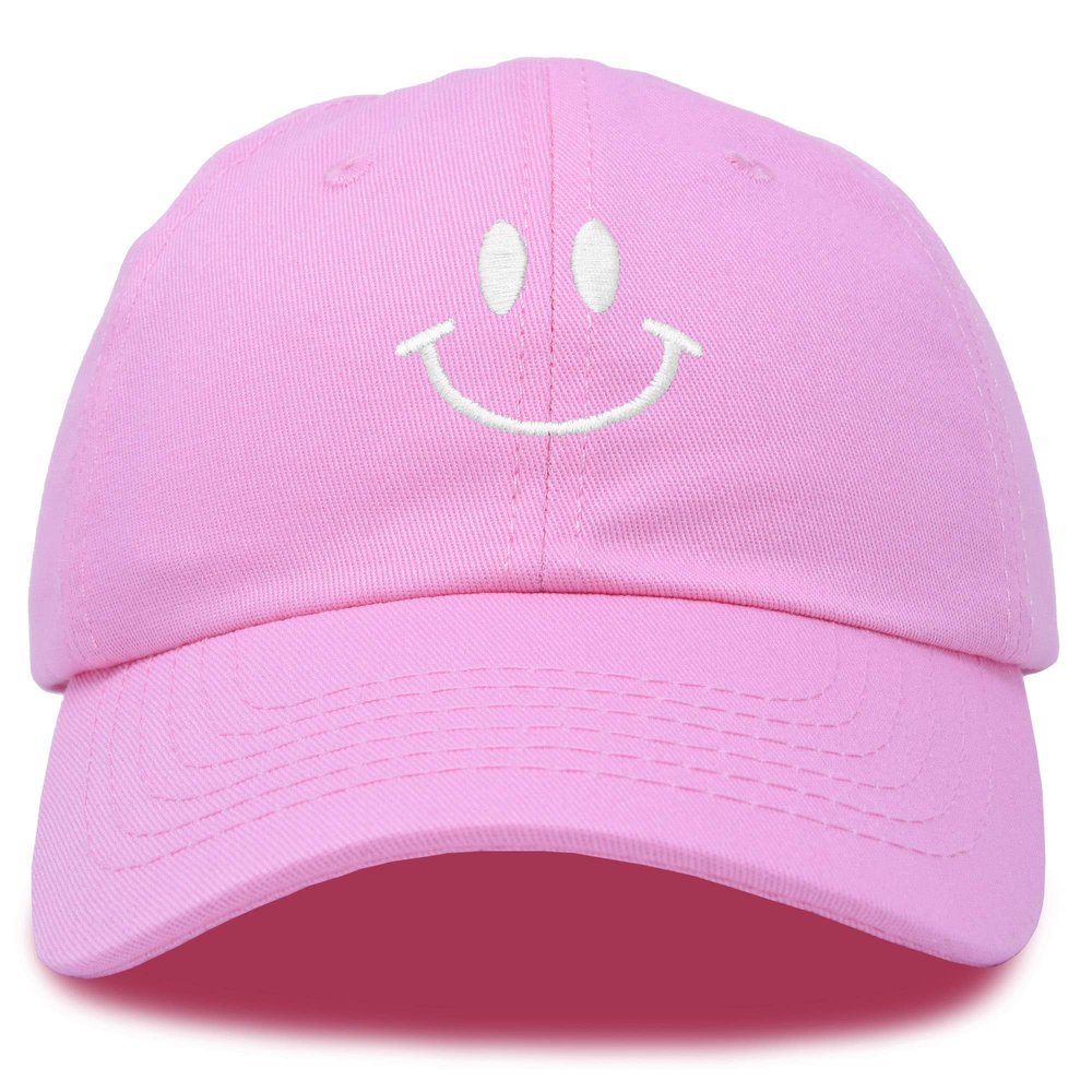 DALIX Smile Baseball Cap Smiling Face Happy Dad Hat Men Women Teens in Light Pink