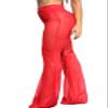 Awoscut Women See Through Sheer Mesh Pants Beach Swimsuit Bikini Bottom Cover up Party Club Elastic High Waist Wide Leg Pants D-red view 2