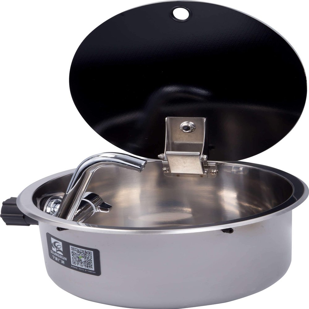 JZ Boat Caravan RV Stainless Steel Sink with Tempered Glass Lid 300130mm GR-532C