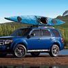 Goplus 2 Pairs Kayak Roof Rack, Universal Kayak Carrier J-Bar Rack with 4 Tie Down Straps, Canoe Boat SUP Surfboard Ski Board Rooftop Mount Rack on Car SUV and Truck Crossbar view 4