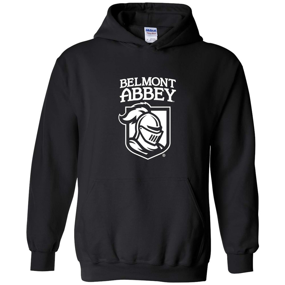 AH03 - Belmont Abbey College Crusaders Arch Logo HOODIE - Small - Black