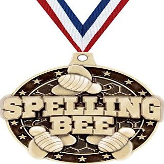 Spelling Medals, 2" Gold Spelling Bee Medal Award with Free Custom Engraving 10 Pack Prime