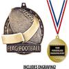 Flag Football Medals, 2" Gold Flag Football Medal Award with Free Custom Engraving 50 Pack view 2