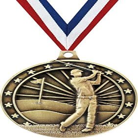 Golf Medals, 2" Gold Golf Ball Medal Award with Free Custom Engraving 100 Pack
