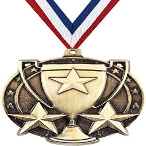Achievement Medals, 2" Gold Star Cup Recognition Medal Award with Free Custom Engraving 20 Pack