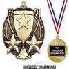 Achievement Medals, 2" Gold Star Cup Recognition Medal Award with Free Custom Engraving 20 Pack view 2