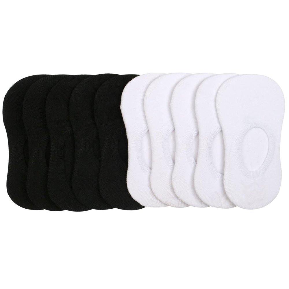 BOOPH 10 Pairs Girls Boys Socks Kids No Show Socks Toddlers Girl Anti-slip Ankle Low Cut Sock 3-4T White-Black