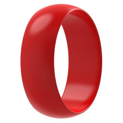 ThunderFit Silicone Wedding Ring for Men - Rubber Engagement Band - Width 8.0mm Thickness 2.0mm (Red, 6-6.5 (16.90mm)