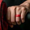 ThunderFit Silicone Wedding Ring for Men - Rubber Engagement Band - Width 8.0mm Thickness 2.0mm (Red, 6-6.5 (16.90mm) view 2