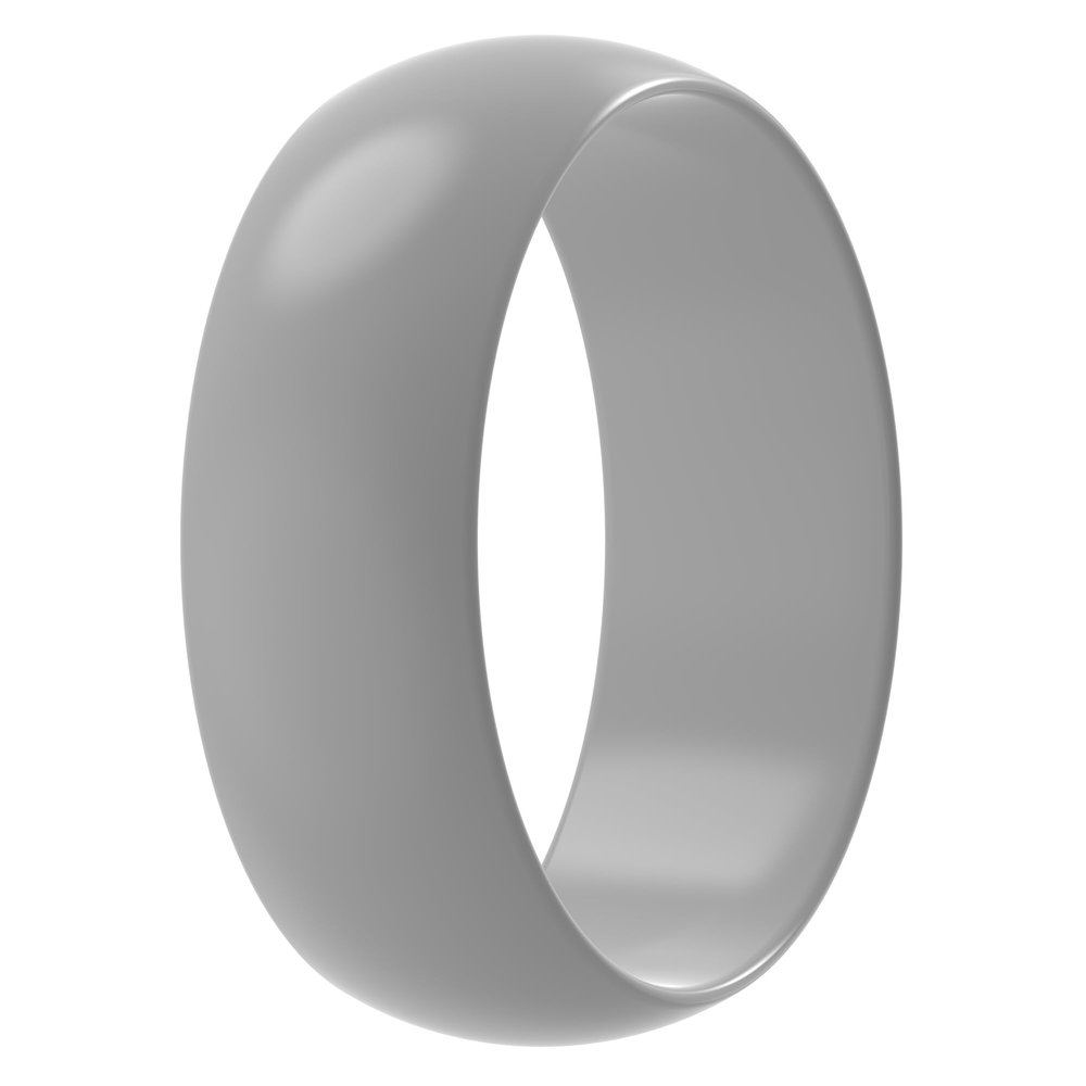 ThunderFit Silicone Wedding Ring for Men - Rubber Engagement Band - Width 8.0mm Thickness 2.0mm (Light Grey, 12-12.5 (21.90mm)